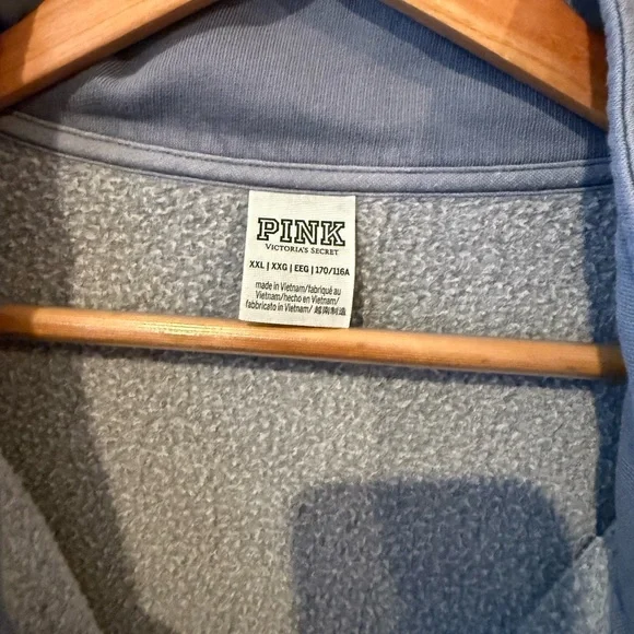 Victoria's Secret Pink Heathered Blue quarter zip - Picture 2 of 3